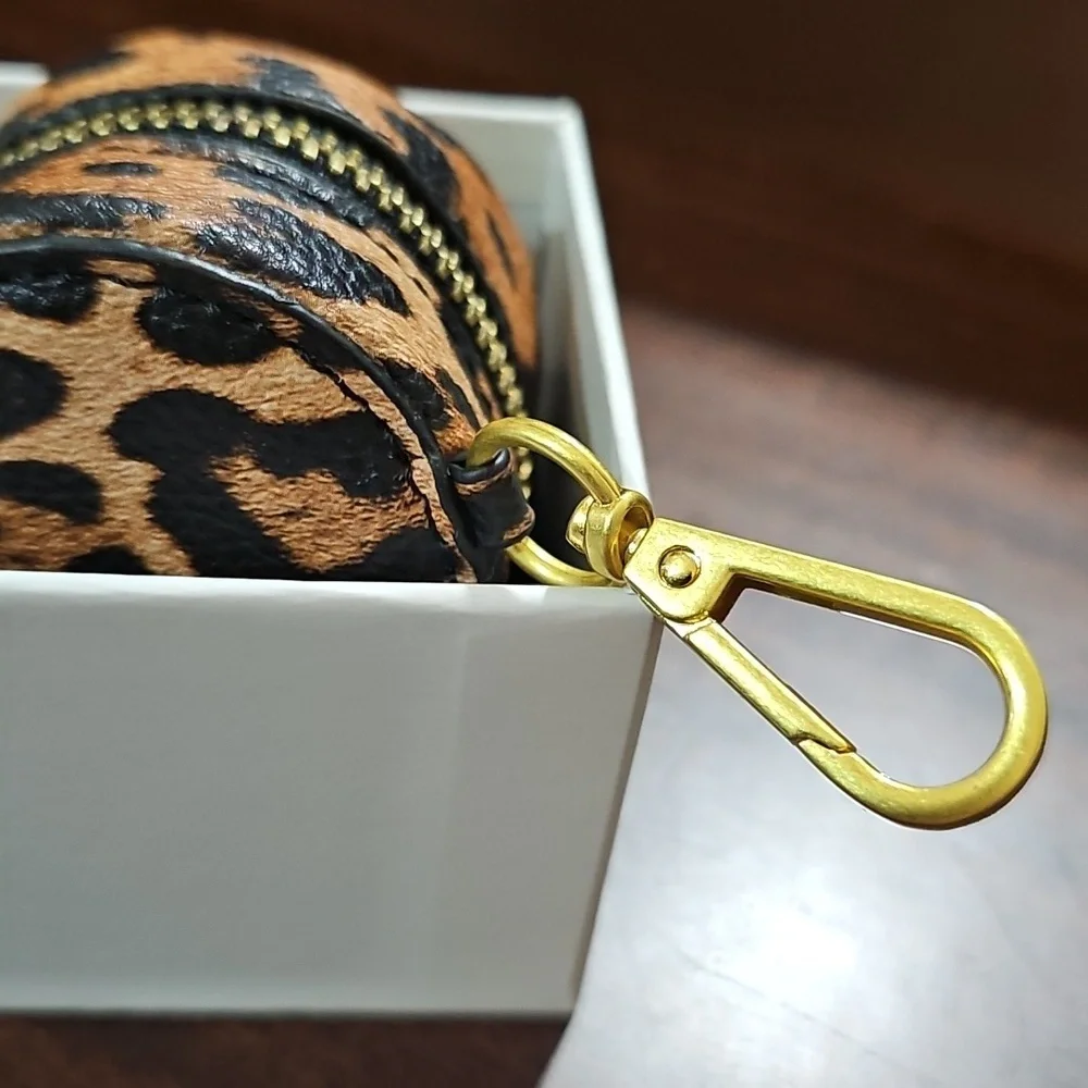 NEW Fawn Design Pacifier Case Leopard Print Faux Leather Holder Hook Zip - Picture 5 of 8